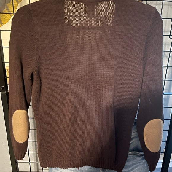 J. Crew Deep Brown Women's Cardigan with contrasting elbow patches - Picture 4 of 5